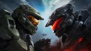 Master chief fight vs Atriox in dark New Mombasa