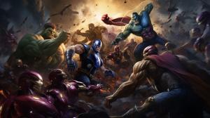 The Avengers Fighting Thanos