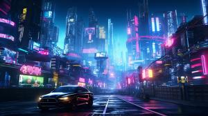 Cyberpunk neon city