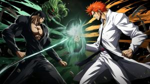 Vasto lorde ichigo fights a green haired arrancar. Anime fight