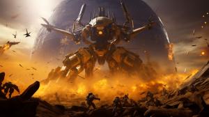 Destiny titan on the planet gallifrey surrounded by swarms of hive