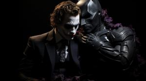 Black and purple background with batman and the joker kissing