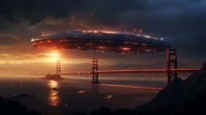 Golden gate bridge and a spaceship