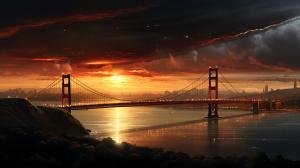 Golden gate bridge and a spaceship