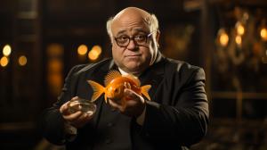 Danny DeVito holding a goldfish