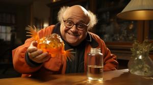 Danny DeVito holding a goldfish