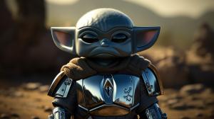 Baby yoda with mandalorian armour