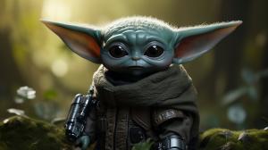 Baby yoda with mandalorian armour