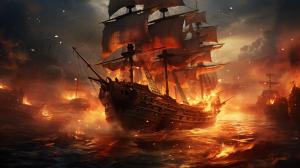 Pirate ships fighting