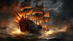 Pirate ships fighting