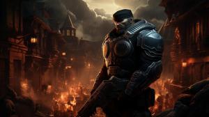 Marcus Fenix in a City of gears of war