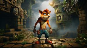 Crash Bandicoot playing in a Xbox Series X