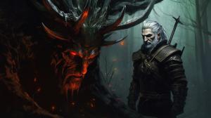 Witcher 3 wild hunt, geralt and a leshen