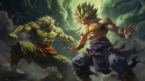 Goku and Broly fighting