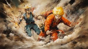 Goku, Ichigo, Luffy, Naruto fighting