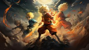 Goku, Ichigo, Luffy, Naruto fighting