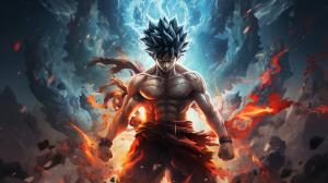 Ultra Instinct Goku fighting Gear 5 Luffy