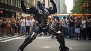 Knight Rider as a Transformer robot. cool dancing down Downtown New York.