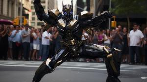 Knight Rider as a Transformer robot. cool dancing down Downtown New York.