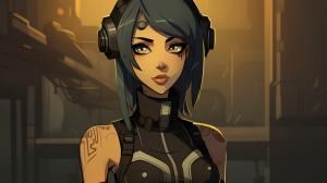 Gwen from total drama island as a cyberpunk character