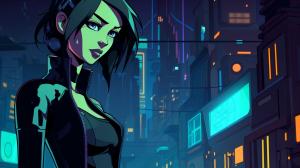 Gwen from total drama island as a cyberpunk character