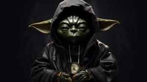 black yoda in the hood