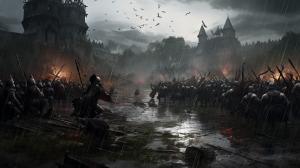 Rain medieval battlefield