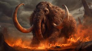 Blazing prehistoric hunted woolly mammthom