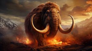 Blazing prehistoric hunted woolly mammthom