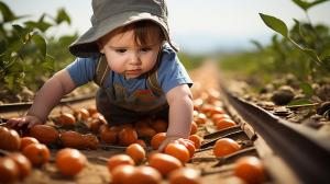 A small child named farren gathering beans from the peculiar strawberry farm as he struggles to slide along the floor like a snail because the friction and gravitational pull is working against his attempts at reducing orange terrain from the oddly small dictionary