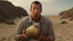 adam sandler en la playa tomando un trago