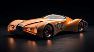 Modern retro electric coupe with a futuristic display