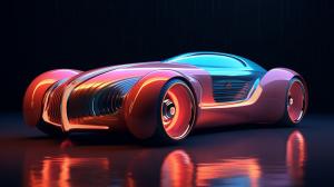 Modern retro electric coupe with a futuristic display