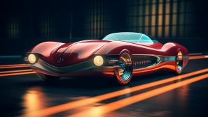 Modern retro electric coupe with a futuristic display