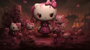 Cute creepy little hello kitty characters and pink