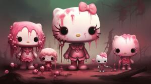 Cute creepy little hello kitty characters and pink