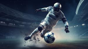 An astronout playing football in space