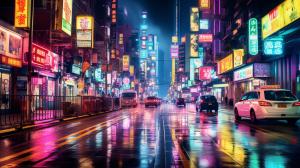 Hong kong neon lights at night street view