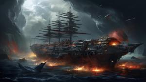 Pirate ship fighting a stardestroyer