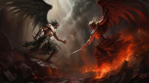 Archangel fighting the devil