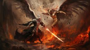 Archangel fighting the devil