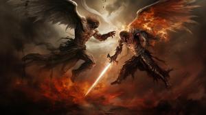 Archangel fighting the devil