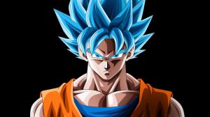 Vegito from dragon ball z, arms crossed, blue hair, masterpiece , goku and vegeta in background, transparent background, confident, cocky, shining blue aura, muscles, potara earings from dragon ball z on both of vegitos ears,