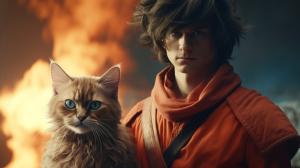 Son goku god fight against a big evil kidboo Psycho Cat 4k uhd Ultra realistk cinematic