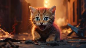 Creepy Cute Cats are the last Survivors on earth after a brutal battle against Humans, Predators and Gremmlins.  4k Ultra realistic Cinematic Epic