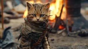 Creepy Cute Cats are the last Survivors on earth after a brutal battle against Humans, Predators and Gremmlins.  4k Ultra realistic Cinematic Epic