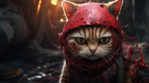 Creepy Cute Cats are the last Survivors on earth after a brutal fight against the 300 spartans and SpongeBob. 4k Ultra realistic Cinematic hdr