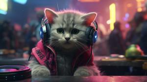 Cute Cyberpunk Cats on a Rave Party 4k Uhd Ultra realistic Cinematic HDR