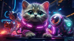 Cute Freaky Cyberpunk Cats dance on a Psytrance Party with Albert Hofmann 4k Uhd Ultra realistic Cinematic HDR