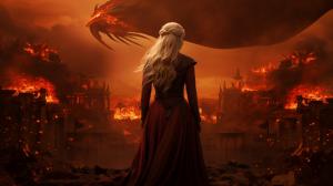 Daenerys Targaryen Drogon Mountain castle fire smoke